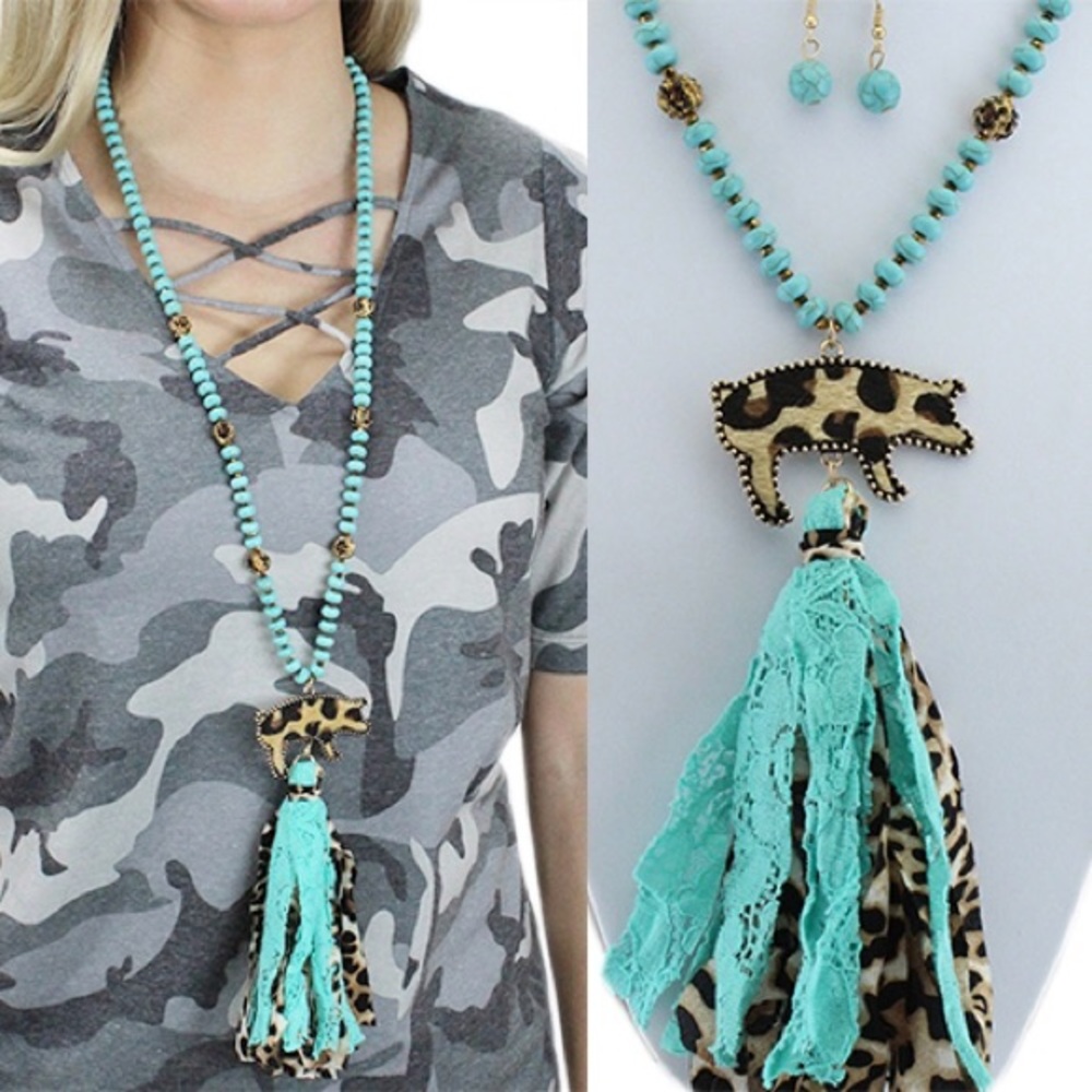 Fabric Tassel Necklace with Pig